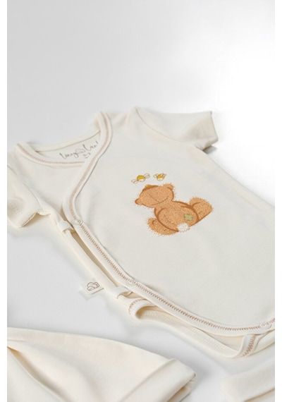 Tinylamb Fluffy Bear Yenidoğan Organik Set - 4 Parça Bej