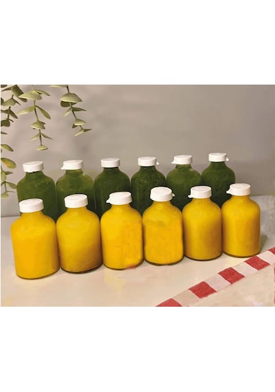 Durucam 10 Adet Round Cam Ginger Shot Detox Şişesi Sızdırmaz Plastik Kapaklı Çok Amaçlı 50ml Şeffaf
