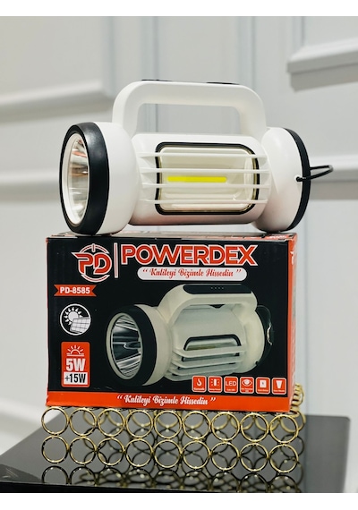 Powerdex Pd-8585 Çift Işklı Solar Şarjlı El Feneri Ve Kamp Lambas Beyaz