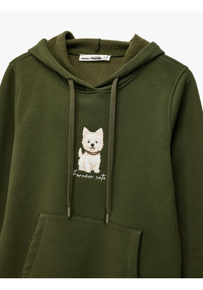 Koton Şardonlu Uzun Kollu Kapüşonlu Kanguru Cep Detaylı Köpek Baskılı Sweatshirt Haki 6wal10618ık Haki Koton Şardonlu Uzun Kollu Kapüşonlu Kanguru Cep Detaylı Köpek Baskılı Sweatshirt Haki 6wal10618ık Haki
