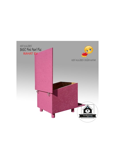 Kedigram Kedi Kulübesi Basic Pink Pearl Plus Kedi Evi Yağlı Boyalı