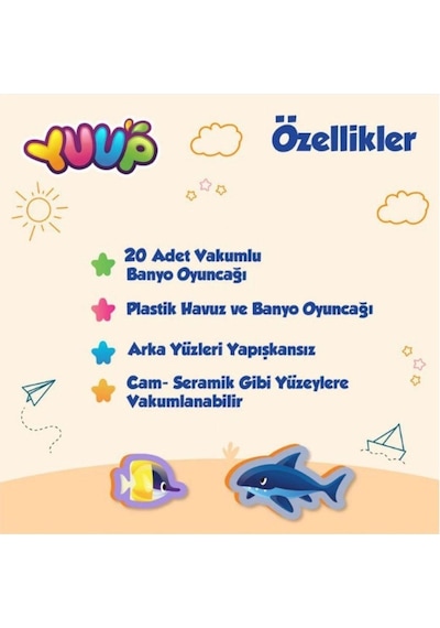 Çocuklar İçin Eğlenceli Banyo Keyif Seti - 21 Parça Deniz Canlıları