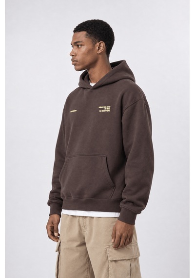 Respire Erkek Notbasic Baskılı Oversize Hoodie Kahve