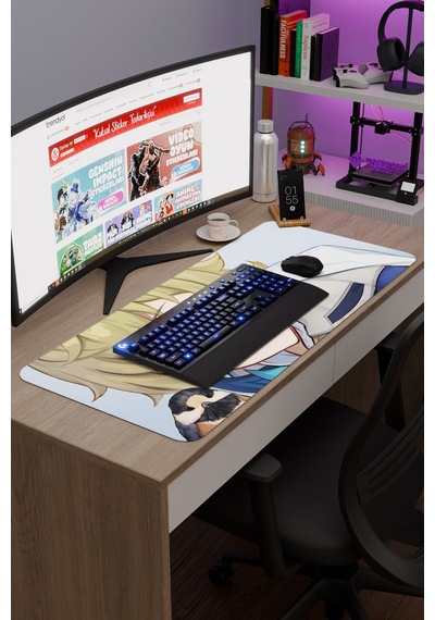 Mika Genshin Impact Anime Oyuncu V4 - 90x40 Xxl Gaming Mouse Pad Fare Altlığı