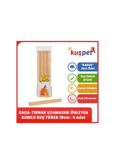 Quik Gaga Tırnak Uzamasını Önleyen Kumlu Kuş Tüneği 19cm- 4 Adet