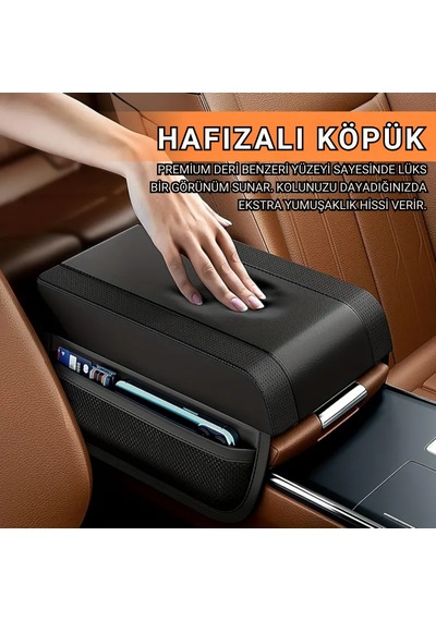 Polham 2 Adet Yan Cepli Tüm Araçlarla Uyumlu Orta Kol Dayama Konsolu Yumuşak Deri Dokulu Premium Konsol