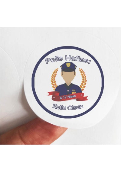 24 Adet 4 Cm Polis Haftası Kutlu Olsun Baskılı Mat Etiket Sticker - Model 2