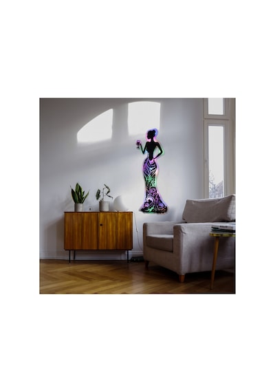 Led Işıklı Kadın Temalı Tablo Bloom Dekoratif Gece Lambası Çok Renkli - 737194800 Çok Renkli