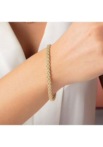 Çift Burgu Altın Bileklik 14 Ayar 18-20 Cm Sarı Altın