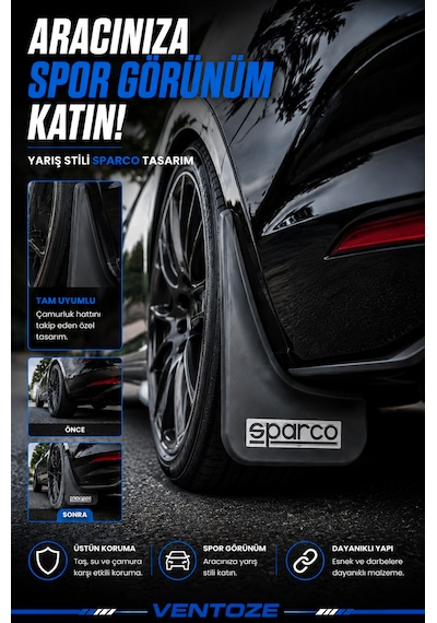 Sparco Universal Esnek Arka Paçalık Seti 2li Çamurluk Tozluğu Gri