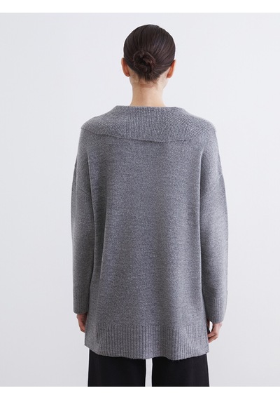 Lcw Modest Gri Polo Yaka Kadın Triko Kazak