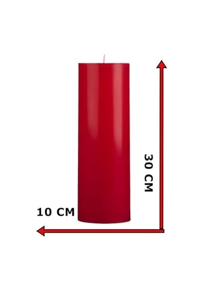 Silindir Mum 10 X 30 Cm Dev Büyük Kütük Mum Kırmızı Kırmızı 50 x 22
