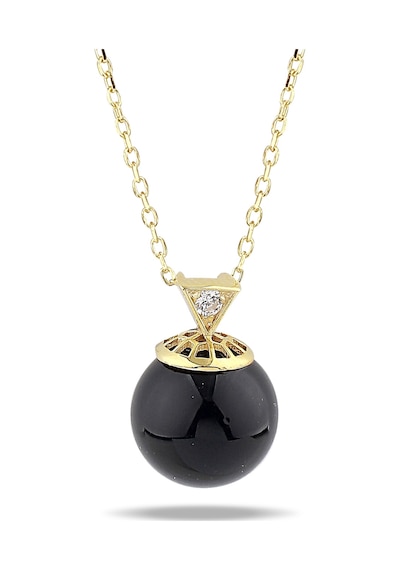 Kuyumcudukkani Zincirli"büyük Boy Siyah İncili"kolye-37148-g-blk Gold