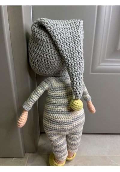El Yapımı Amigurimi Uyuyan Uyku Arkadaşı Bebek&örgü Oyuncak 32 Cm