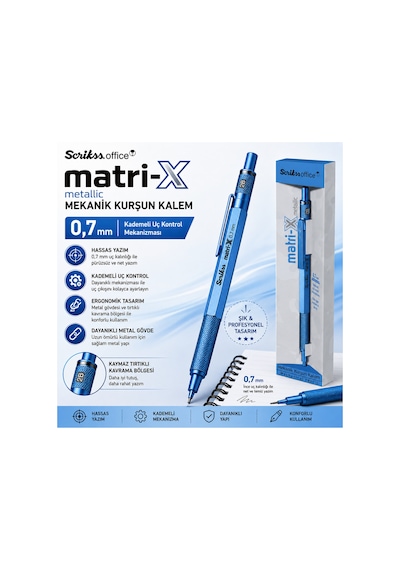 Matrix 0.7 Versatil Kalem Metalik Mavi