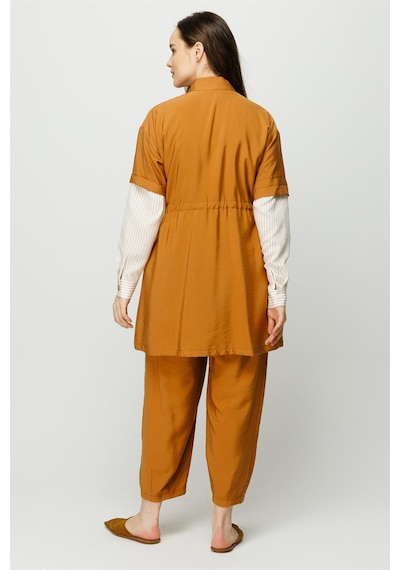 Esswaap Viskon Kumaş Safari Ceket Pantolon Takım Taba-taba Taba