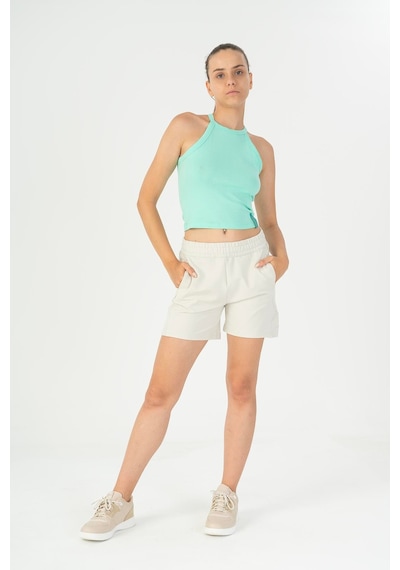 Maraton Slimfit Kadın Bisiklet Yaka Açık Yeşil Atlet Yeşil