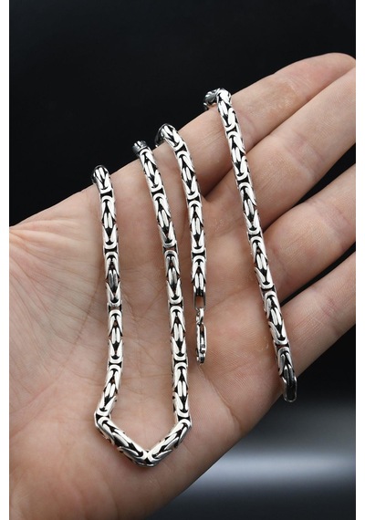 Erkek Gümüş 925 Ayar Kral Kolye Zincir Yuvarlak 4 Mm 901690