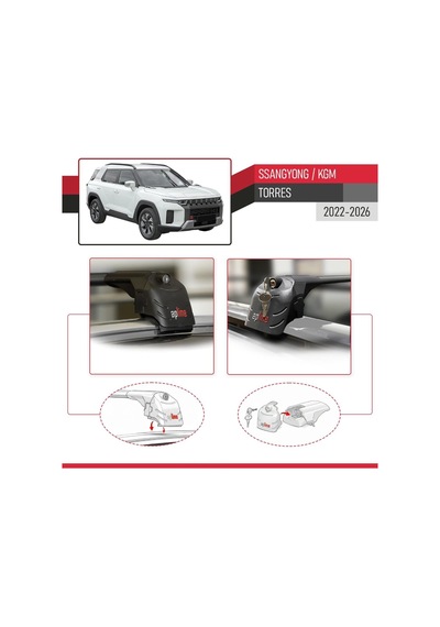 Accessorypart Ssangyong Torres 2022 Ve Sonrası İle Uyumlu Ace-2 Ara Atkı Tavan Barı Siyah 2 Adet