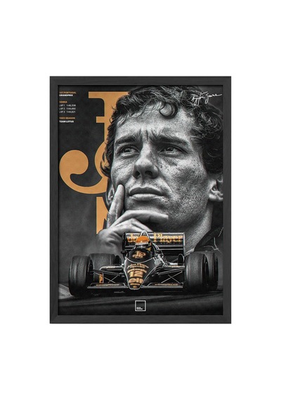 Ayrton Senna Siyah Ahşap Çerçeveli Poster, Dekoratif Formula 1 Duvar Tablosu
