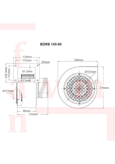 BVN Bahçıvan BDRS 140-60 Sac Gövdeli 485 m³/h Salyangoz Fan