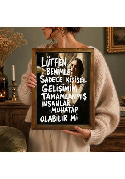 Bk Gift Vintage Klasik Sanat Esprili Sözlü Masif Ahşap Çerçeveli Dekoratif Tablo - 4