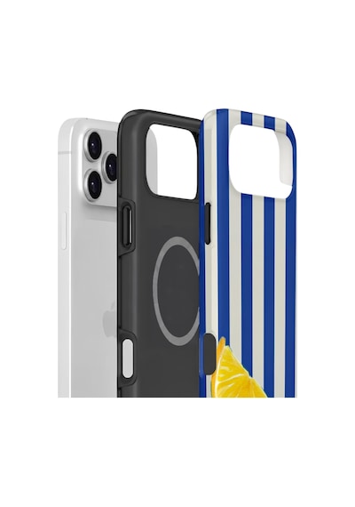 Apple iPhone Uyumlu 17 Pro Vorian Çift Katmanlı Magsafe Kılıf Lemon Coast Stripe