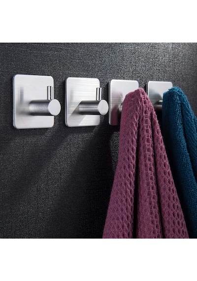 2 Adet Paslanmaz Çelik Inox Banyo Askısı / Bornoz Askısı / Havlu Gümüş