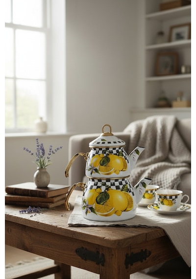 Akayev Emaye Limon Çaydanlık Limonlu
