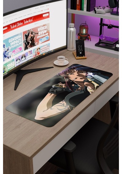 Black Lagoon Kaymaz Dikişli Kauçuk Oyuncu Mousepad V1 - 70x30 Xl Gaming Mouse Pad Fare Altlığı