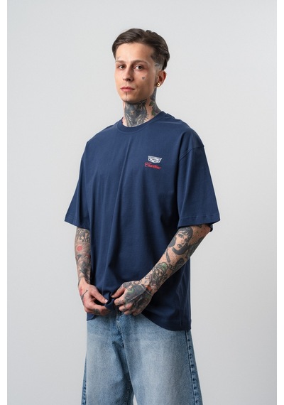 Respire Erkek Cadillac Baskılı Oversize T-shirt Lacivert