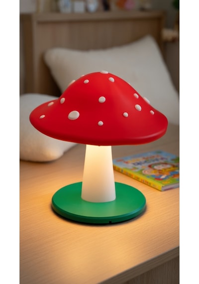 Dekoratif Mantar Gece Lambası - 3d Tasarım Estetik Oda Dekoru - Hediyelik Masa Lambası Mood Light Kırmızı