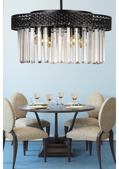 Begüsa Sitrus 4.lü Siyah Lux Kristal Taşlı Avize
