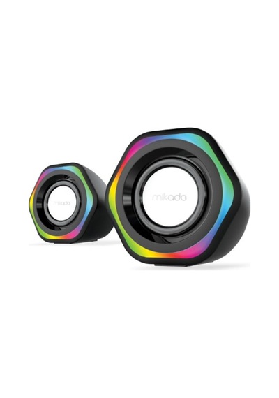 Mikado Md-176 2.0 3w-2 Siyah Rgb Aydınlatmalı Usb + 3.5mm Usb 5v Speaker Hoparlör