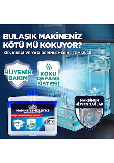 Finish Bulaşık Makinesi Temizleyici Koku Giderici Hijyenik Bakım Sıvısı 2 x 250 ML