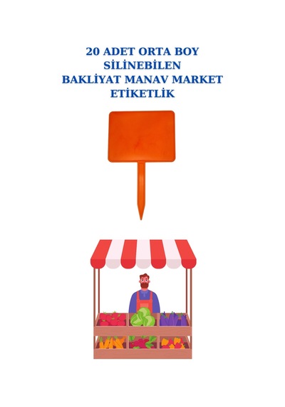 20'li Yaz Sil Sapla Manav Etiketliği Kuruyemiş Pazarcı Etiketi Q Turuncu