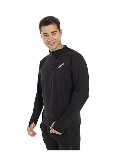 Erkek Dalgıç Parmaklıklı Spor Sweat Siyah
