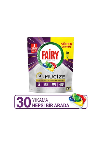 Faıry Mucize Bulaşık Makinesi Deterjanı Kapsülü/tableti 30 Yıkama 3 Paketi