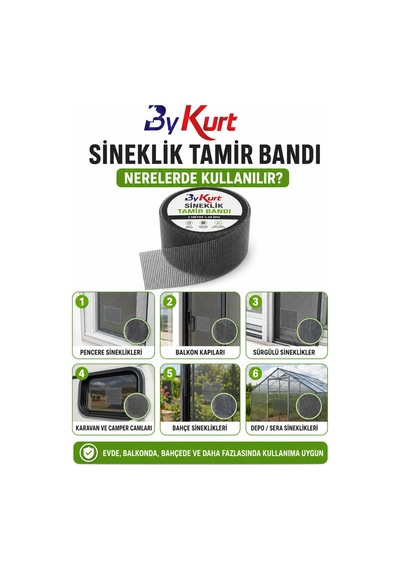 Sineklik Tamir Bandı 2 Metre X 48 Mm Yapışkanlı File Onarım Bandı Pencere Balkon Kapı Sineklik Yama Bandı