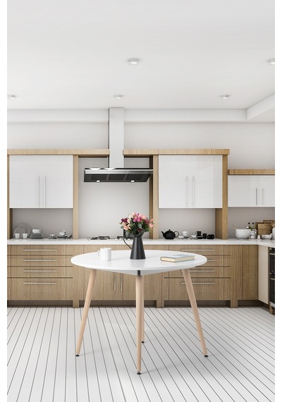 Bistro 90 Cm / Yuvarlak Mutfak Masası / Yuvarlak Yemek Masası / Beyaz