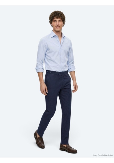 Kip Lacivert Düz Dokuma Regular Fit Casual Pamuk Karışımlı Pantolon Lacivert --