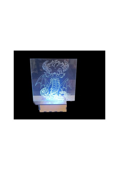 Şeffaf İlizyon Led Gece Lambası Sevimli Dinazor Görseli 16x18 Cm Çok Renkli Çok Renkli