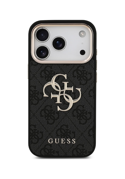 Apple Uyumlu iPhone 17 Pro Kılıf Guess Lisanslı Gold Kamera Çerçeveli 4g Desenli Büyük 4g Ve Yazı Logolu Siyah Siyah