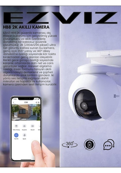 Hb8 2k Kamera360 Derece Dönebilen, Gece Görüşlü, Kablosuz Yapay Zeka Destekli-134117 Hb8 2k Kamera360 Derece Dönebilen, Gece Görüşlü, Kablosuz Yapay Zeka Destekli-134117