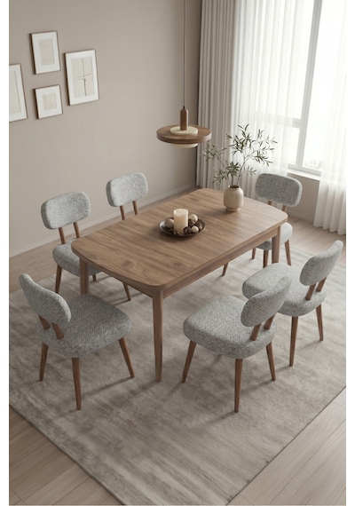 Hopii 80x132 Açılır Kelebek Masa 6 Sandalye Mutfak Masası Takımı, Yemek Masası Takımı Açık Gri Hopii 80x132 Açılır Kelebek Masa 6 Sandalye Mutfak Masası Takımı, Yemek Masası Takımı Açık Gri