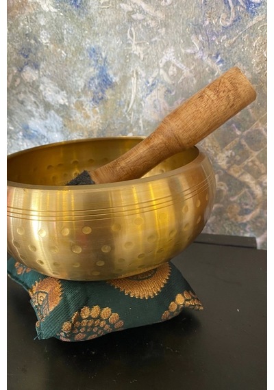 Meditasyon Çanı Tibet Çanağı Pirinç Kaplama 7 Element 16 Cm