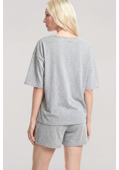 Akbeniz Kısa Kollu Şortlu Pijama Takımı Gri