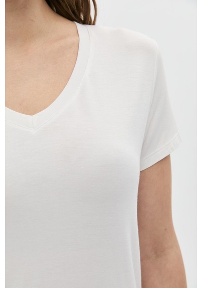 Daido Kadın Basic V Yaka T-shirt 5980 Ekru Ekru