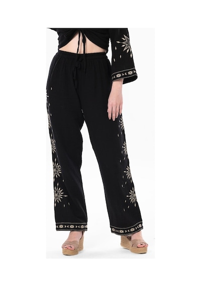 Eliş Şile Bezi Beli Lastikli Günışığı Yazlık Müslin Pantolon Siyah Syh-siyah Siyah