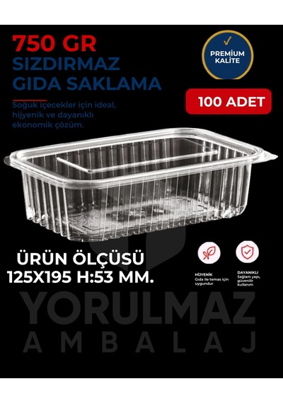 Kapaklı 750 Gr Sızdırmaz Kullan-at Plastik Kase 100'lü Paket Servis & Saklama Kabı